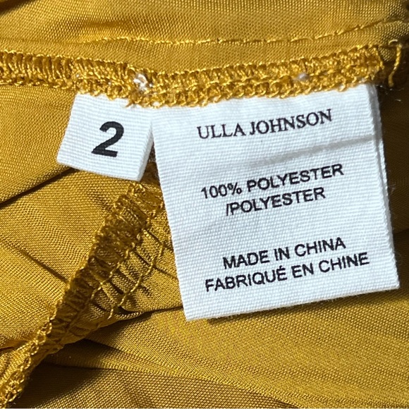 Ulla Johnson Evanthe Satin Plisse Dress Goldenrod Women’s Size 2 - Picture 7 of 7